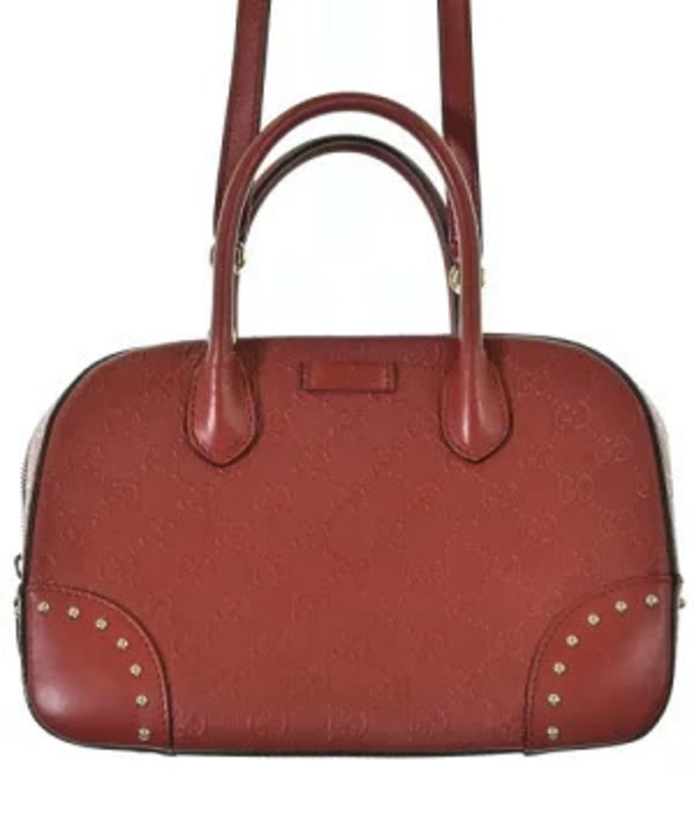 Gucci red Bright Diamante Leather Satchel rolled dome silhouette stud